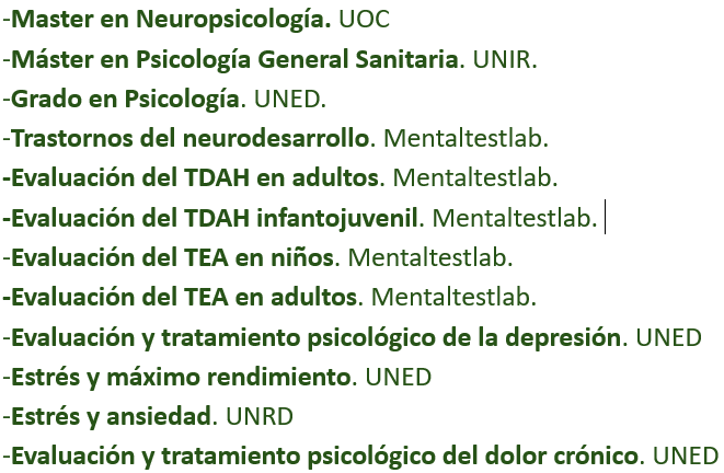 Curr�culum de M. Carmen Cabello Psicologa, Neuropsic�loga y psicologa general sanitaria en Cl�nica Reduka Salut